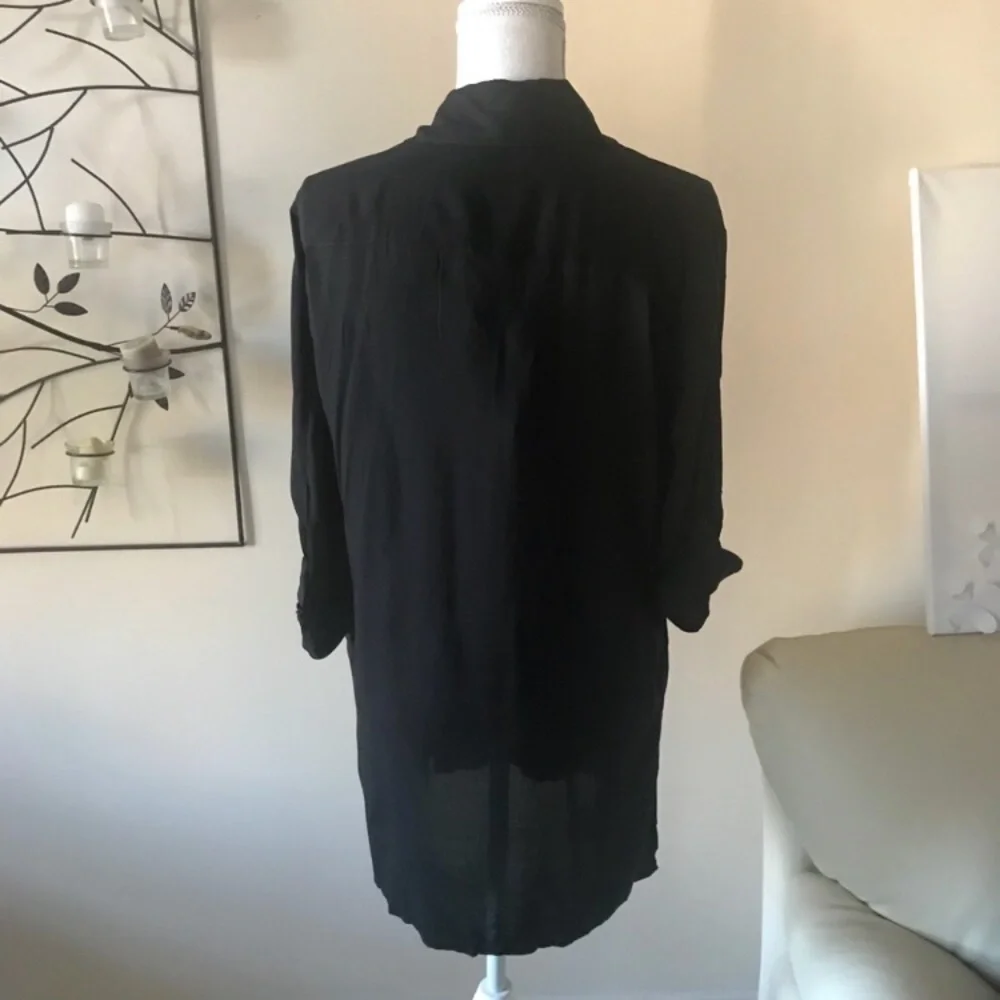 NWT Bleu Rod Beattie Black Button Front Long Shirt Swim Cover Up Size Medium
